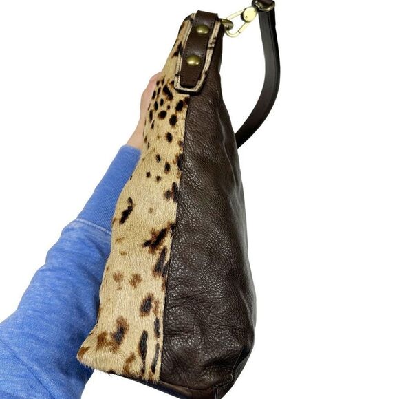 Garnet Hill Leopard Animal Print Calf-Hair Shoulder Bag - Picture 12 of 16